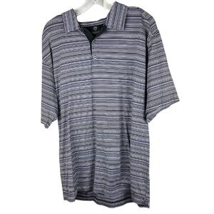 Nike Gold blue black striped polo M cotton activewear outdoor casual workwear